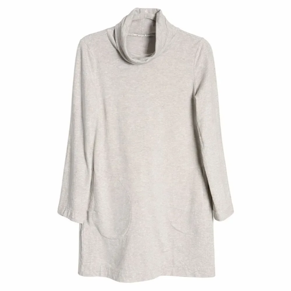 Garnet Hill Grey Cowl Neck Tunic Dress Long Sleeve Oversized Pockets Women XS